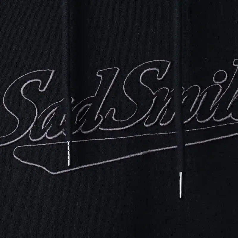 [BUNJANG] Customellow Sad Smile Stitch Hoodie Black T-shirt / (XS-S) 커스텀멜로우 후드티셔츠 새드스마일 스티치 블랙-1786C