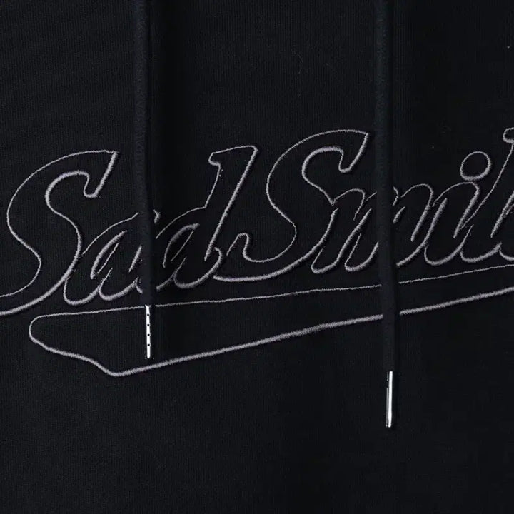 [BUNJANG] Customellow Sad Smile Stitch Hoodie Black T-shirt / (XS-S) 커스텀멜로우 후드티셔츠 새드스마일 스티치 블랙-1786C