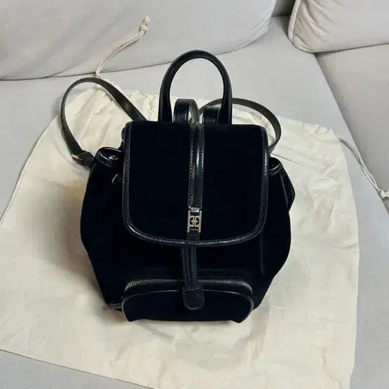 [BUNJANG] Paul &amp; Joe Classic Logo Poche Backpack Velvet Black / 폴뉴아 클래식 로고 포쉐 백팩 벨벳 블랙