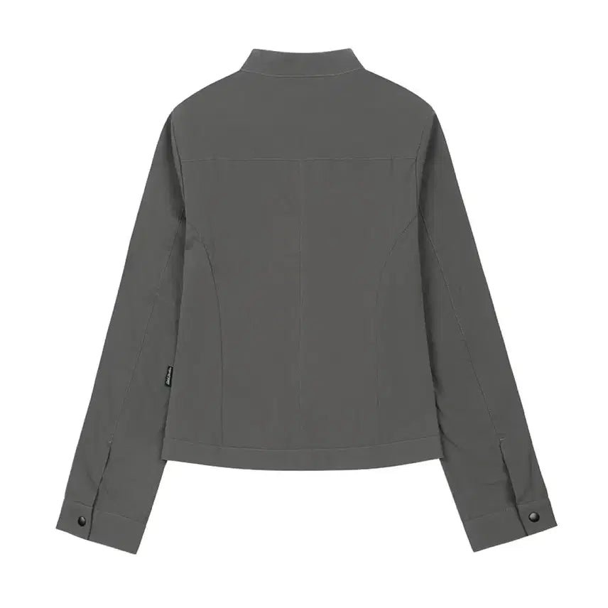[BUNJANG] ODDSTUDIO Shring Cotton Biker Jacket - Charcoal (Size S) / 시그니처 셔링 코튼 바이커 자켓- CHARCOAL