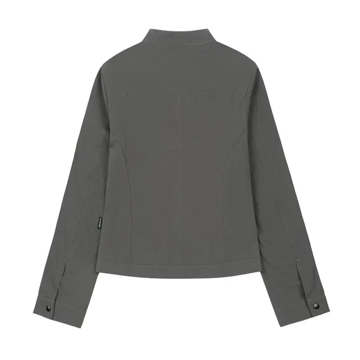 [BUNJANG] ODDSTUDIO Shring Cotton Biker Jacket - Charcoal (Size S) / 시그니처 셔링 코튼 바이커 자켓- CHARCOAL