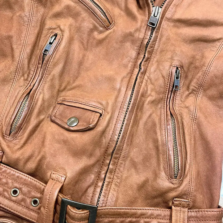 [BUNJANG] MAUSSY Goat Leather Biker Jacket / 마우지 고트 레더 바이커 자켓