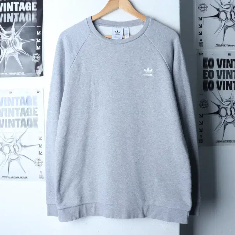 [BUNJANG] Adidas Crewneck T-Shirt Gray (3XL) / (3XL) 아디다스 맨투맨 티셔츠 빅사이즈 오리지널 그레이-17899
