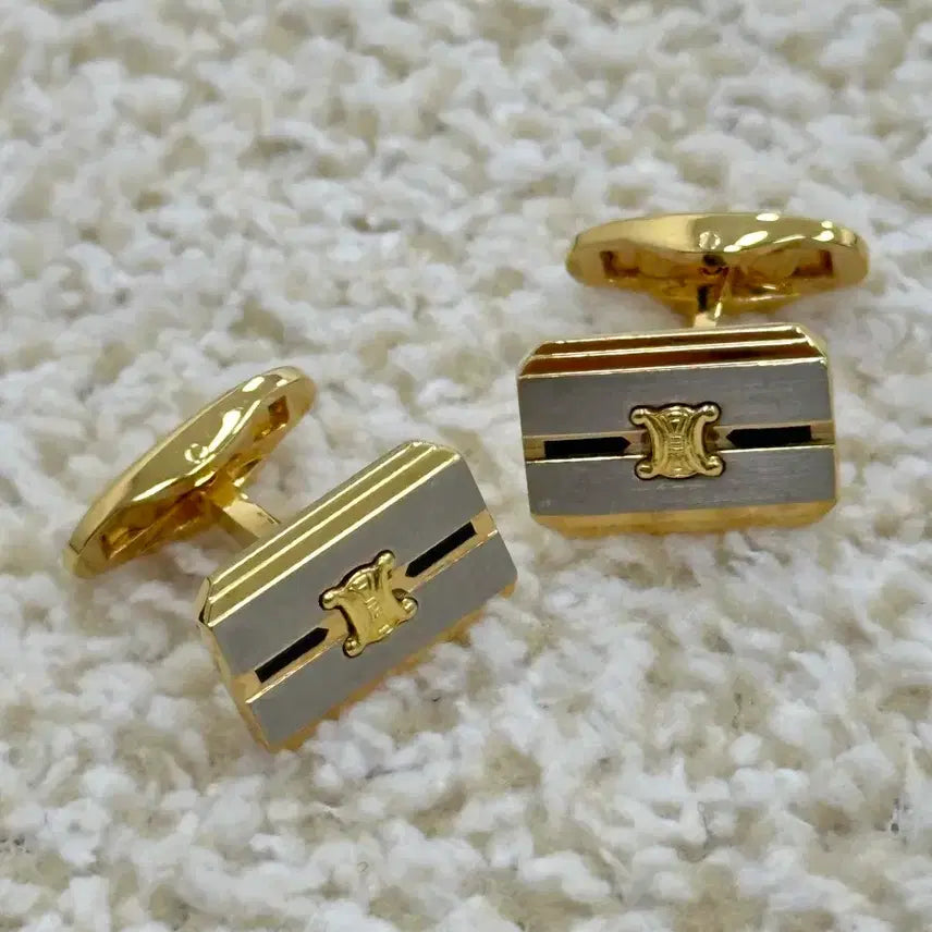 [BUNJANG] Celine Gold Cufflinks and Tie Pin Set / 셀린느 금장 커프스 + 넥타이핀 세트