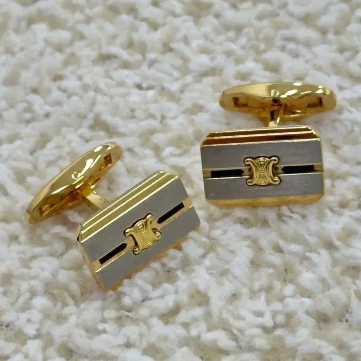 [BUNJANG] Celine Gold Cufflinks and Tie Pin Set / 셀린느 금장 커프스 + 넥타이핀 세트