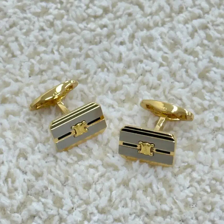[BUNJANG] Celine Gold Cufflinks and Tie Pin Set / 셀린느 금장 커프스 + 넥타이핀 세트