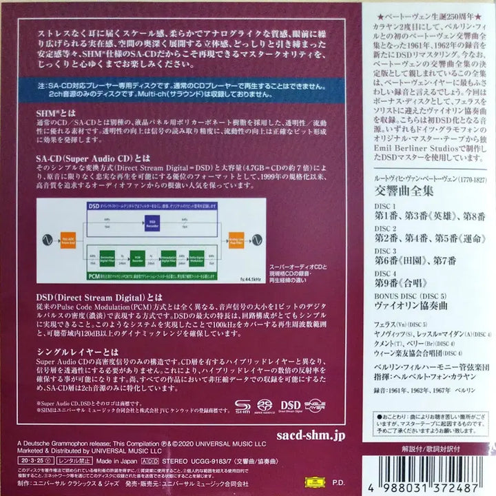 [BUNJANG] Herbert von Karajan Beethoven: Complete Symphonies - SHM-SACD Box Set / 베토벤:교향곡 전집 -카라얀 고음질-[5SHM-SACD]BOX SET