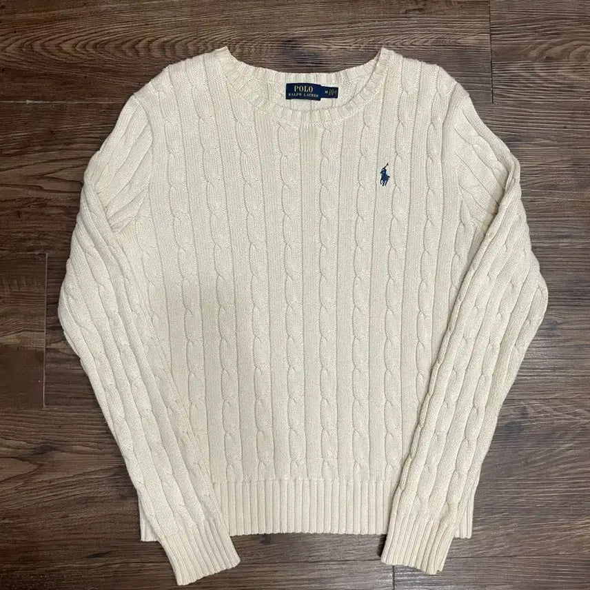 [BUNJANG] Polo Ralph Lauren Cable Knit Cotton Sweater Ivory / 폴로 랄프로렌 케이블 니트 코튼 스웨터 아이보리
