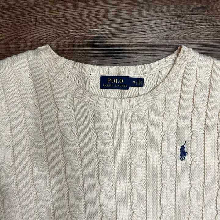 [BUNJANG] Polo Ralph Lauren Cable Knit Cotton Sweater Ivory / 폴로 랄프로렌 케이블 니트 코튼 스웨터 아이보리