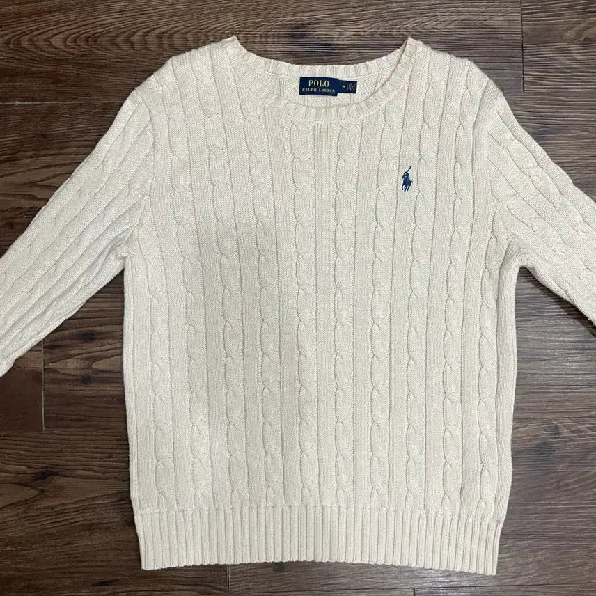 [BUNJANG] Polo Ralph Lauren Cable Knit Cotton Sweater Ivory / 폴로 랄프로렌 케이블 니트 코튼 스웨터 아이보리
