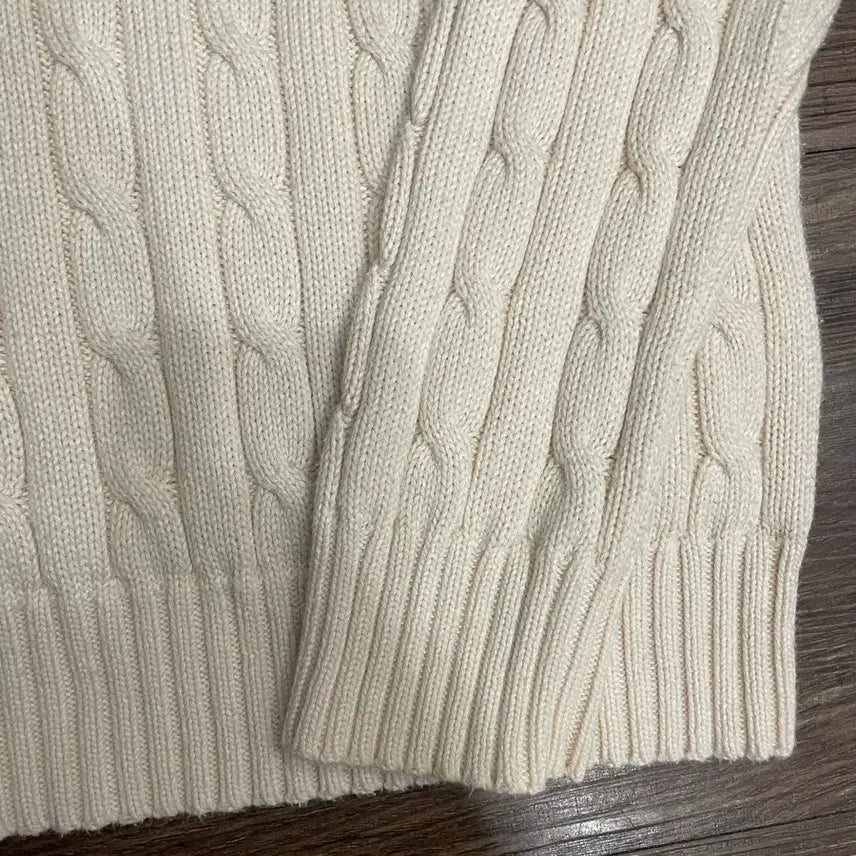 [BUNJANG] Polo Ralph Lauren Cable Knit Cotton Sweater Ivory / 폴로 랄프로렌 케이블 니트 코튼 스웨터 아이보리