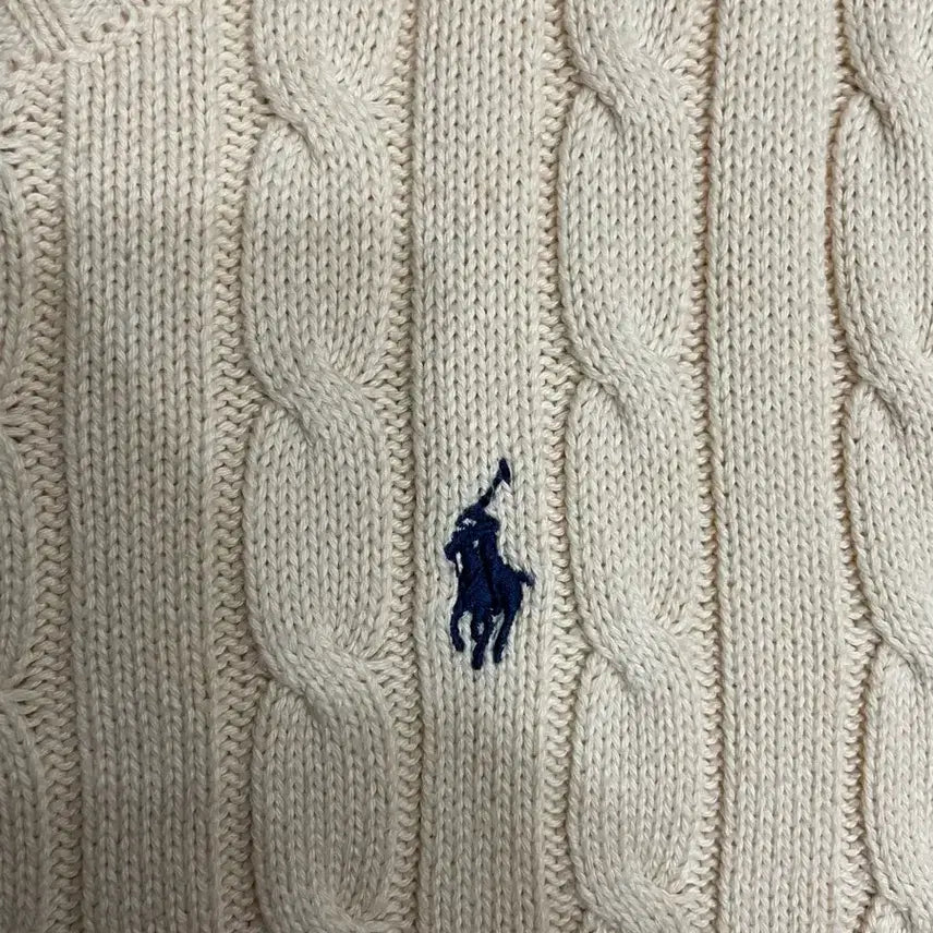 [BUNJANG] Polo Ralph Lauren Cable Knit Cotton Sweater Ivory / 폴로 랄프로렌 케이블 니트 코튼 스웨터 아이보리