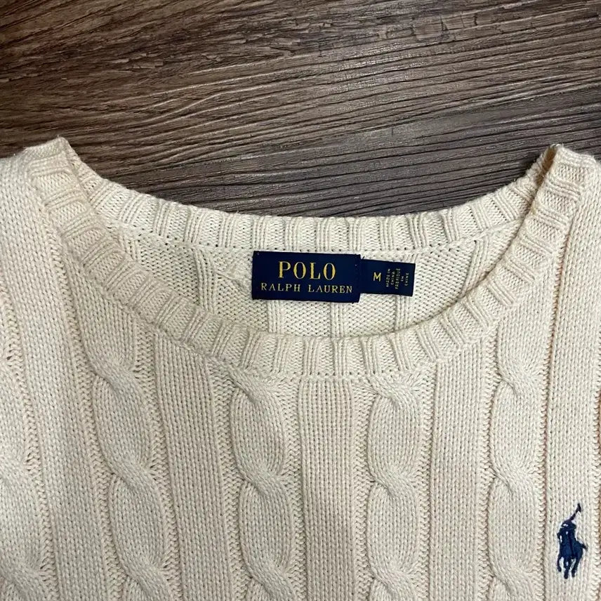 [BUNJANG] Polo Ralph Lauren Cable Knit Cotton Sweater Ivory / 폴로 랄프로렌 케이블 니트 코튼 스웨터 아이보리