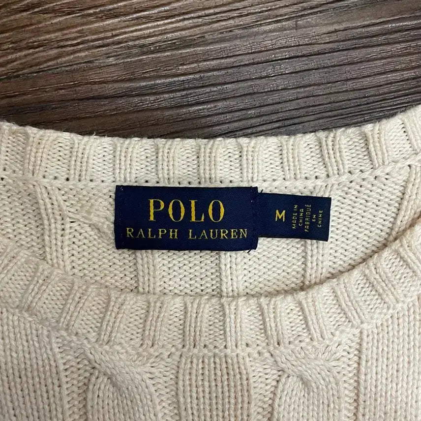 [BUNJANG] Polo Ralph Lauren Cable Knit Cotton Sweater Ivory / 폴로 랄프로렌 케이블 니트 코튼 스웨터 아이보리