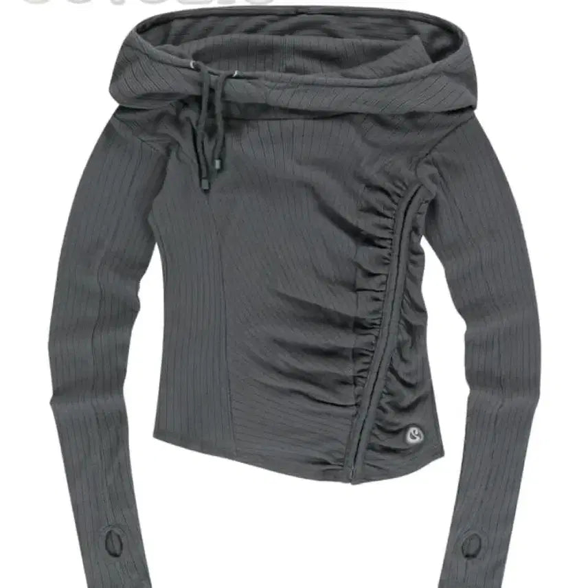 [BUNJANG] Koiceyo Shirring Hood Charcoal Hoodie / 코이세이오 셔링 후드 챠콜