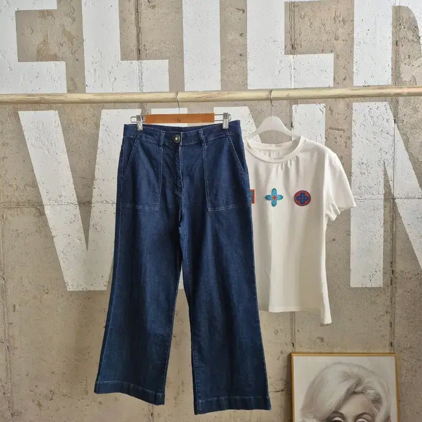[BUNJANG] Karl Lagerfeld Spandex Thin Wide Leg Jeans / 칼라거펠트 스판되고 얇은 청바지(PT2