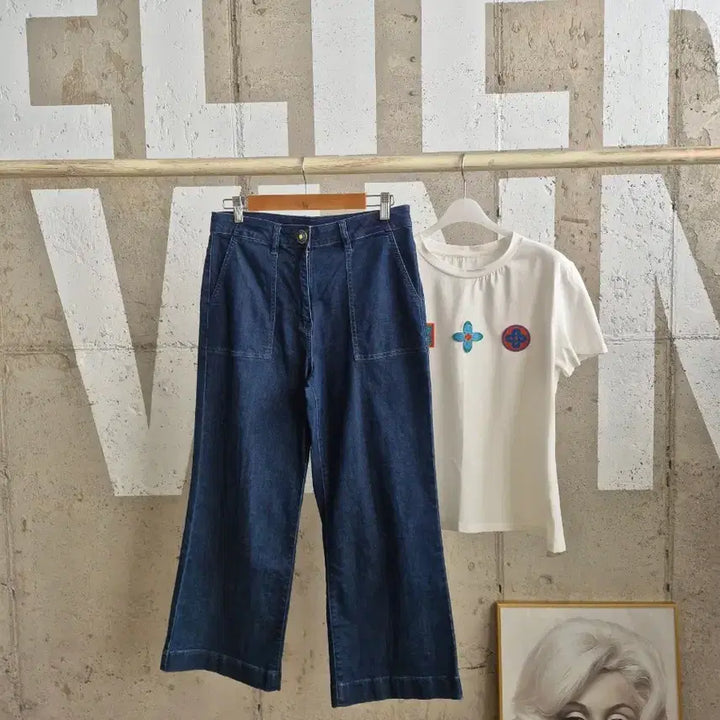 [BUNJANG] Karl Lagerfeld Spandex Thin Wide Leg Jeans / 칼라거펠트 스판되고 얇은 청바지(PT2