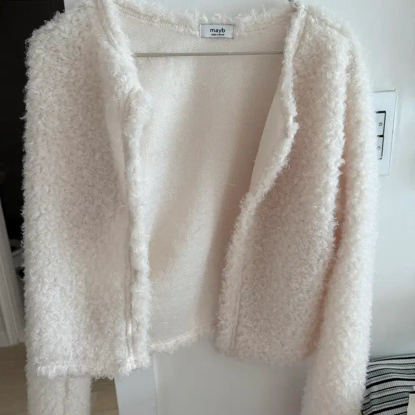 [BUNJANG] Cream Sugar Pporing Boucle Cardigan / 크림슈가 뽀링 뽀글이가디건