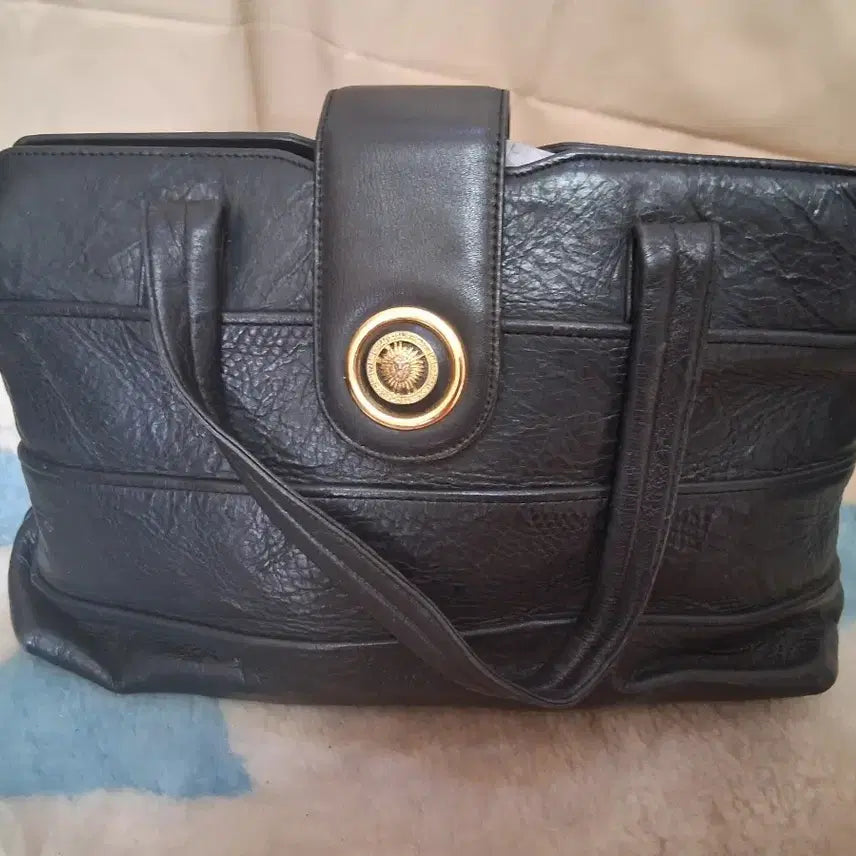[BUNJANG] Black Leather Tote Bag Shoulder Bag / 블랙 가죽레더 토트백 숄더백