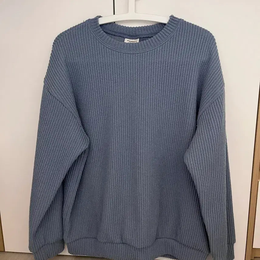 [BUNJANG] ASNOFIT Ribbed Knit Pullover Blue / ASNOFIT 골지 니트 풀오버 블루