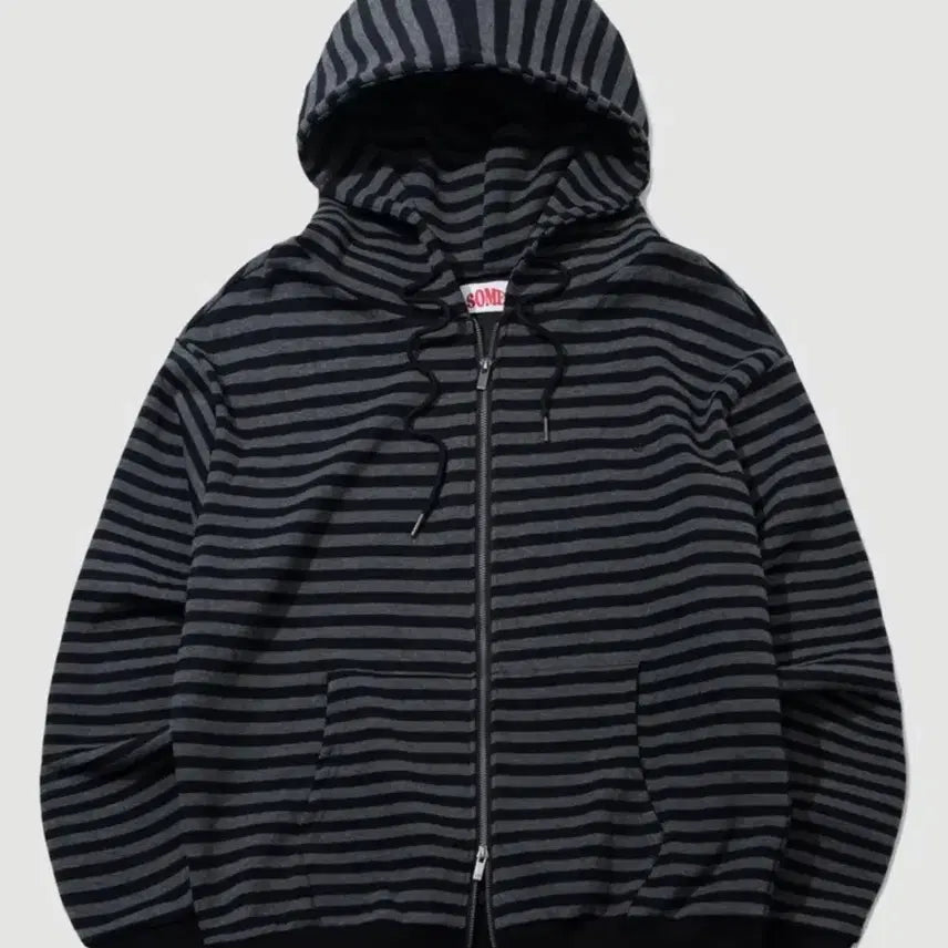 [BUNJANG] Someplace Man Embroidered Two-Way Striped Hooded Zip-up / 썸플레이스맨 자수 투웨이 배색 스트라이프 후드집업