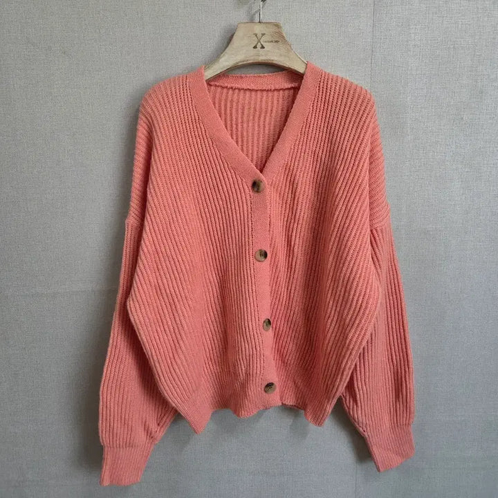 [SOLD OUT] 여성 살몬핑크 브이넥 니트 가디건 F JJ219