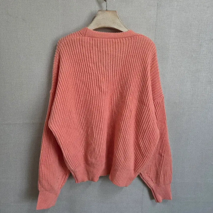 [SOLD OUT] 여성 살몬핑크 브이넥 니트 가디건 F JJ219