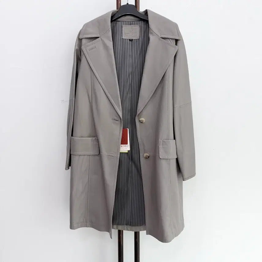 [BUNJANG] ROBO Grey Lambskin Leather Jacket / 정품 ROBO 로보 양가죽 100% 그레이 자켓