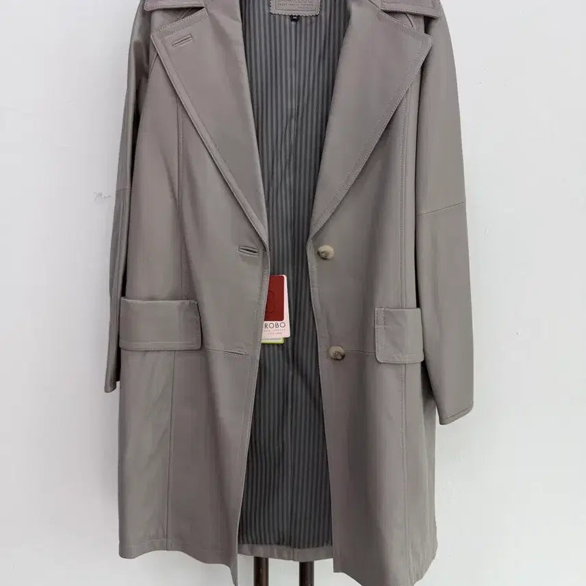 [BUNJANG] ROBO Grey Lambskin Leather Jacket / 정품 ROBO 로보 양가죽 100% 그레이 자켓