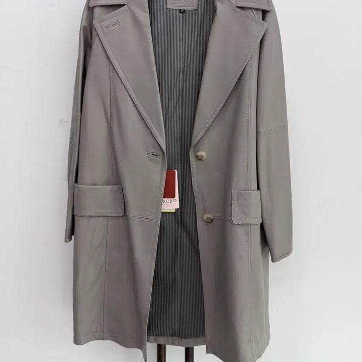 [BUNJANG] ROBO Grey Lambskin Leather Jacket / 정품 ROBO 로보 양가죽 100% 그레이 자켓