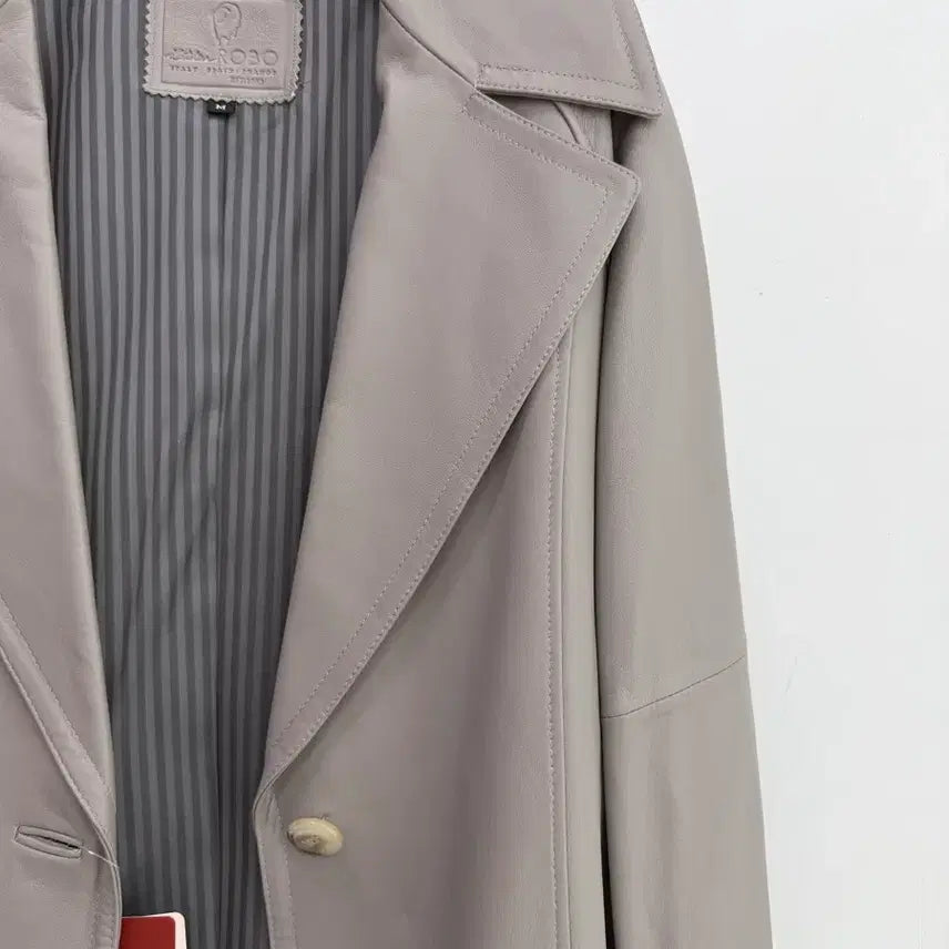 [BUNJANG] ROBO Grey Lambskin Leather Jacket / 정품 ROBO 로보 양가죽 100% 그레이 자켓