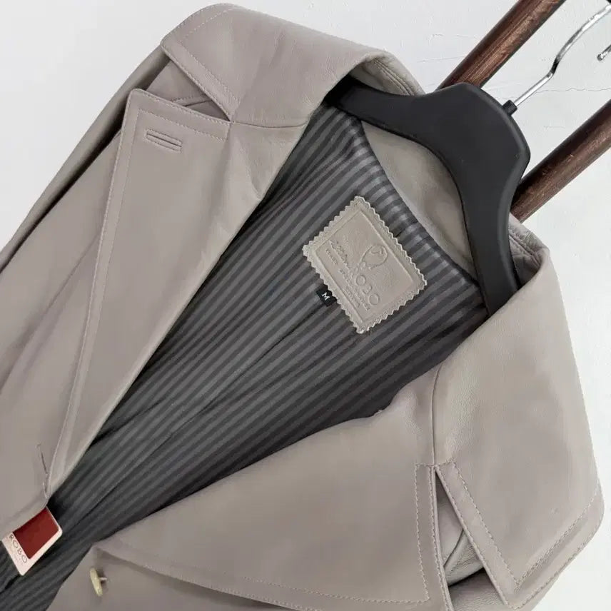 [BUNJANG] ROBO Grey Lambskin Leather Jacket / 정품 ROBO 로보 양가죽 100% 그레이 자켓
