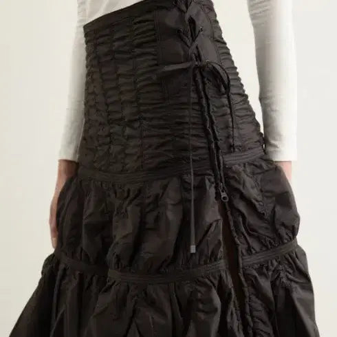 [BUNJANG] Low Classic Shirring Detail Midi Skirt / 택포)로우클래식 셔링 디테일 미디스커트 L