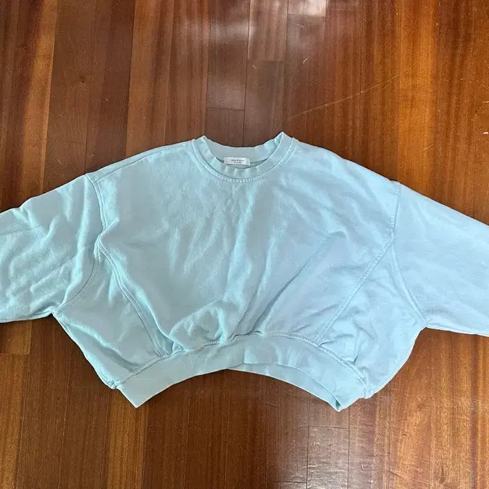 [BUNJANG] Tteroo &amp; terroir Sky Blue Crop Sweatshirt / Tteroo &amp; terroir 하늘색 크롭 맨투맨 티셔츠 오버핏프리사이즈