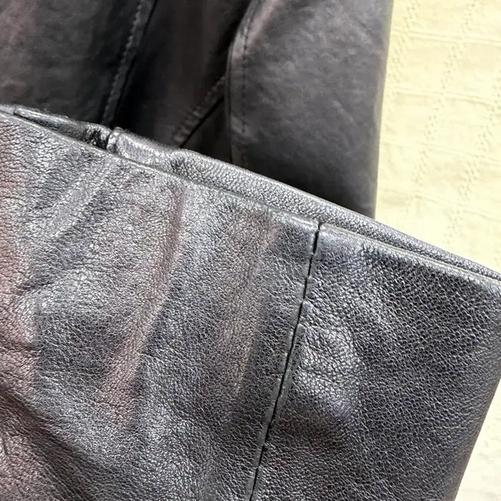 [BUNJANG] ROBO Trend Black Leather Rider Jacket (Size 55) / ROBO 트렌드 블랙 가죽 라이더 자켓55