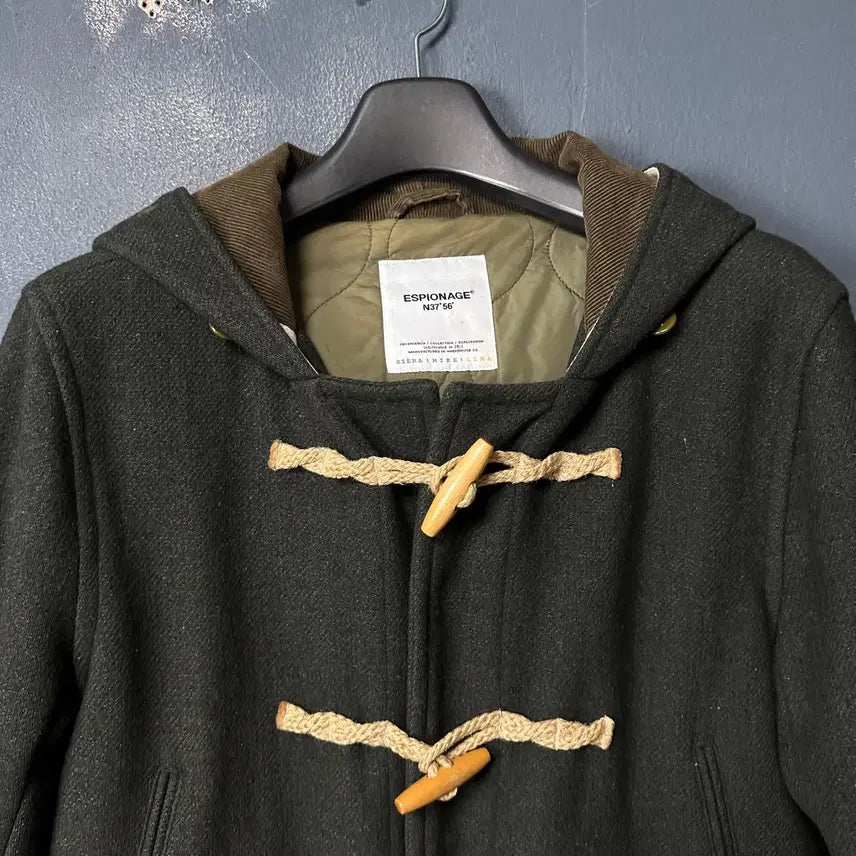 [BUNJANG] L Espionage Khaki Hooded Duffle Coat / L 에스피오나지 카키 후드 더플 코트