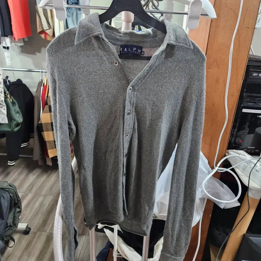 [BUNJANG] Ralph Lauren Gray Knit Cardigan / 랄프로렌 그레이 니트 카라가디건