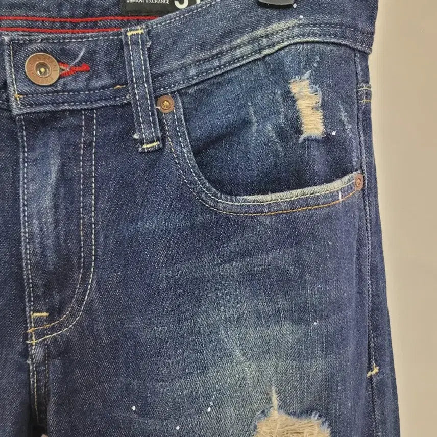 [BUNJANG] Armani Exchange J13 Slim Fit Denim Jeans / 아르마니 익스체인지 J13 데미지 데님진 슬림핏 30사이즈 새제품