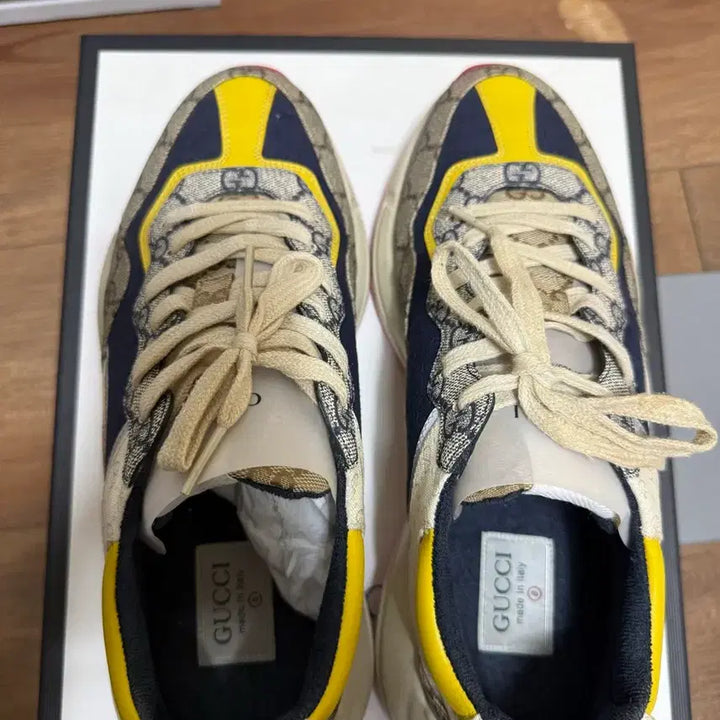 [BUNJANG] Gucci Rhyton GG Sneakers Beige/Ebony/Blue UK 8 / 구찌 라이톤 GG 스니커즈 풀박스