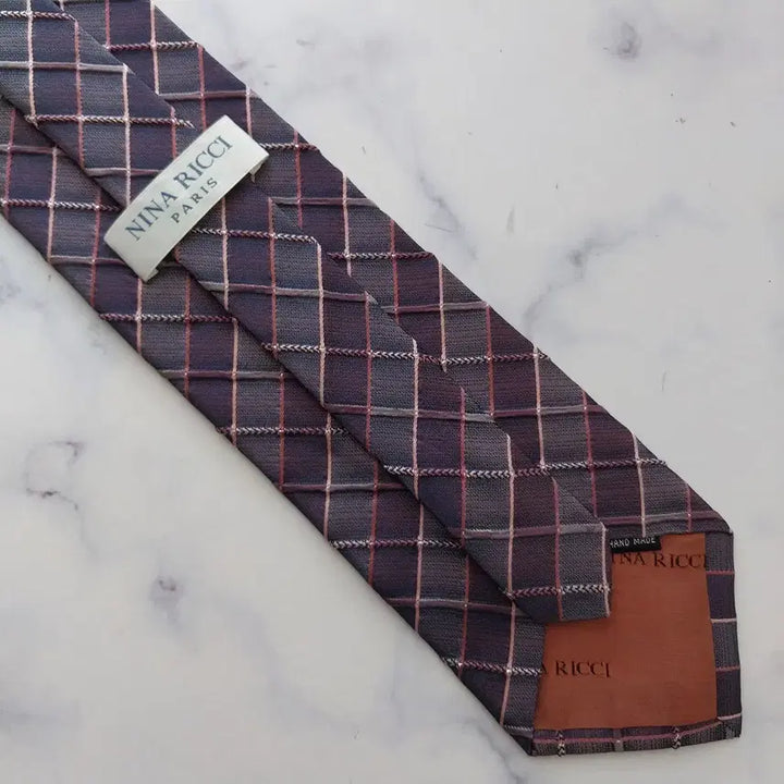 [BUNJANG] Nina Ricci Silk Purple Windowpane Check Tie / 니나리치 실크 퍼플 체크 넥타이 9.5cm A+등급 K2212