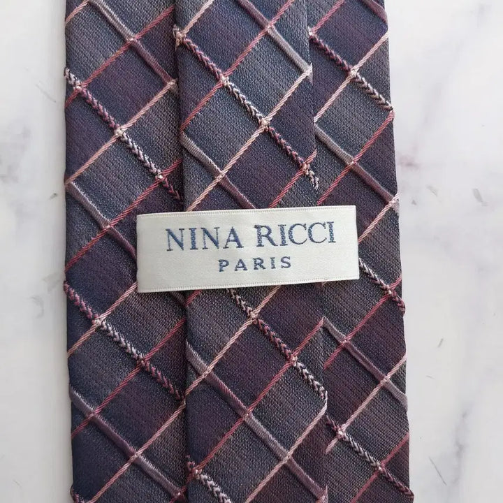 [BUNJANG] Nina Ricci Silk Purple Windowpane Check Tie / 니나리치 실크 퍼플 체크 넥타이 9.5cm A+등급 K2212