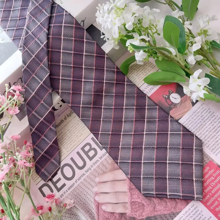 [BUNJANG] Nina Ricci Silk Purple Windowpane Check Tie / 니나리치 실크 퍼플 체크 넥타이 9.5cm A+등급 K2212