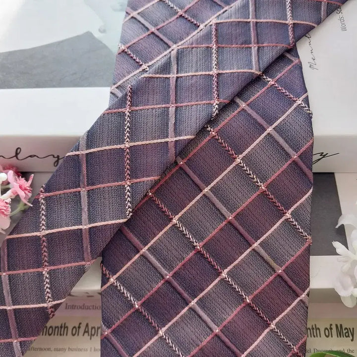 [BUNJANG] Nina Ricci Silk Purple Windowpane Check Tie / 니나리치 실크 퍼플 체크 넥타이 9.5cm A+등급 K2212