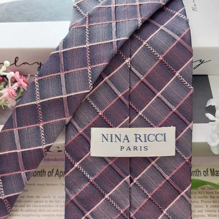 [BUNJANG] Nina Ricci Silk Purple Windowpane Check Tie / 니나리치 실크 퍼플 체크 넥타이 9.5cm A+등급 K2212
