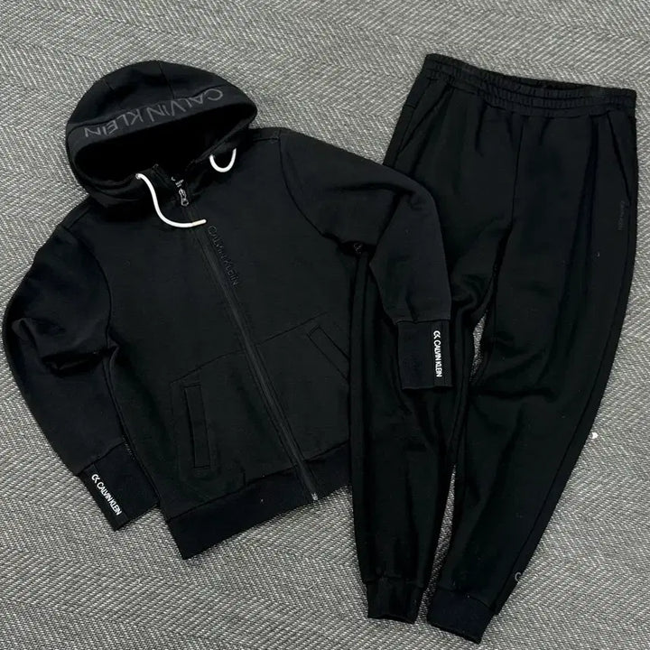 [BUNJANG] Calvin Klein Black Hooded Zip-up Training Set / 캘빈클라인 CK 블랙 후드집업 트레이닝복 셋업