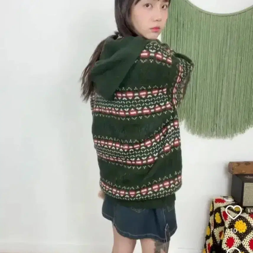 [BUNJANG] Halmae Kazi Half-Zip Hoodie Knit / 할매카지 반집업 후드 니트