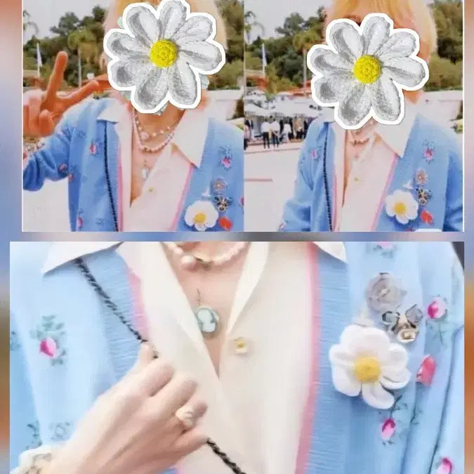 [BUNJANG] Handmade Daisy Brooch - GD Style Accessory / (손뜨개) 지디스타일 데이지브로치 뜨개데이지 포인트악세사리