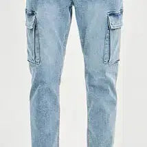 [BUNJANG] Zambay Washed Bending Tapered Cargo Jeans / 잠뱅이 워싱 밴딩 테이퍼드 카고 청바지 L (32)