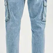 [BUNJANG] Zambay Washed Bending Tapered Cargo Jeans / 잠뱅이 워싱 밴딩 테이퍼드 카고 청바지 L (32)