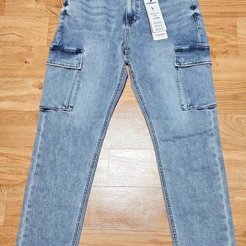[BUNJANG] Zambay Washed Bending Tapered Cargo Jeans / 잠뱅이 워싱 밴딩 테이퍼드 카고 청바지 L (32)